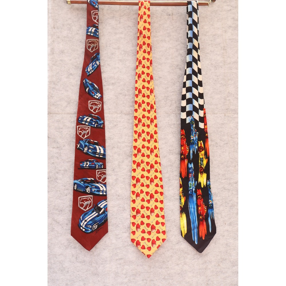 Vintage Men Tie Lot Robert Talbott RM Style Dodge Viper Racing Formula 1 Silk